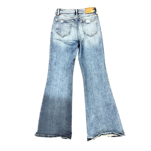 Hidden Los Angeles Flare Jeans Women’s 28 Blue Distressed Hem High Rise Stretch - Picture 6 of 6